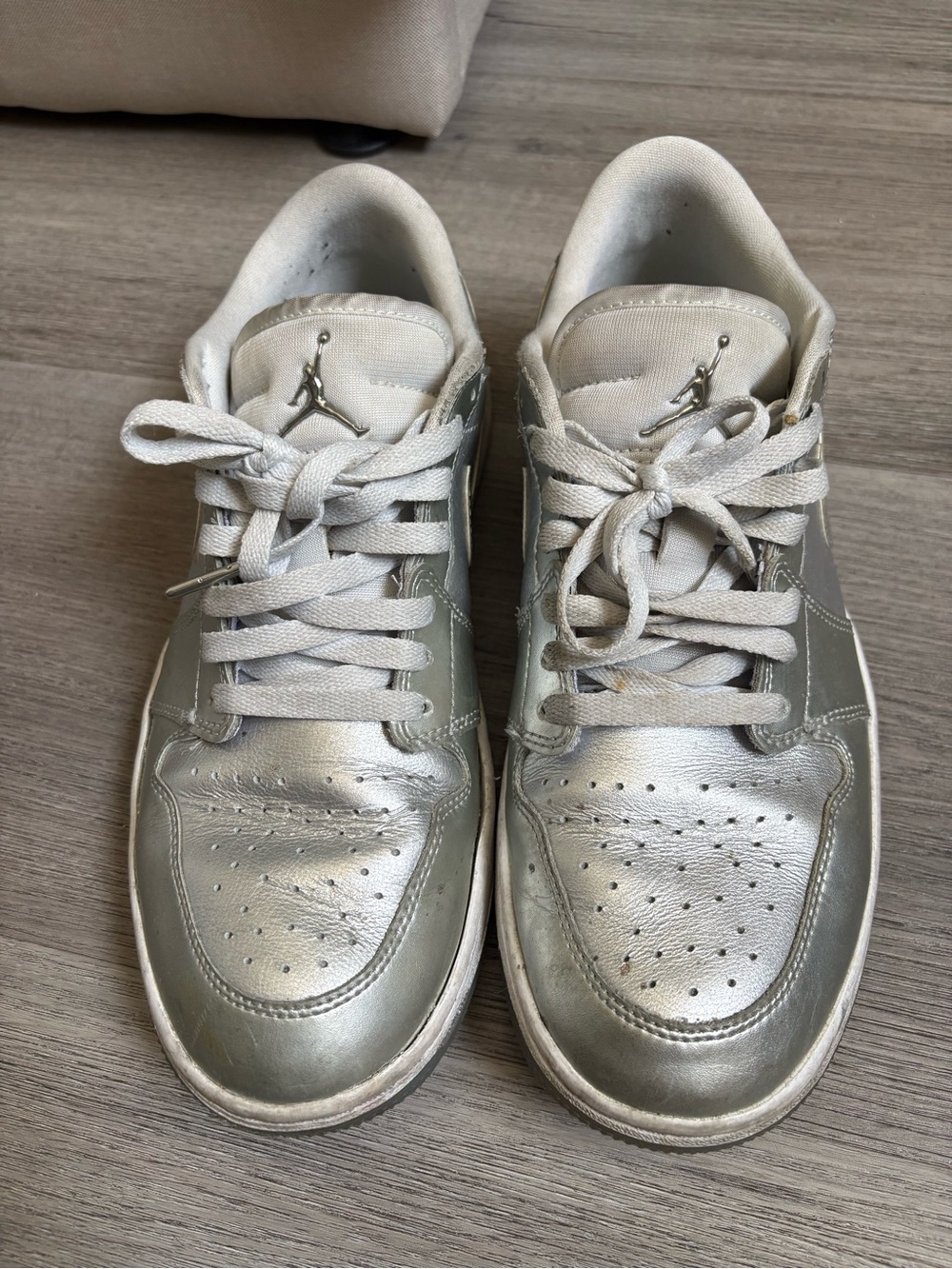 JORDAN GOLF  Top Sneakers in Silver and White